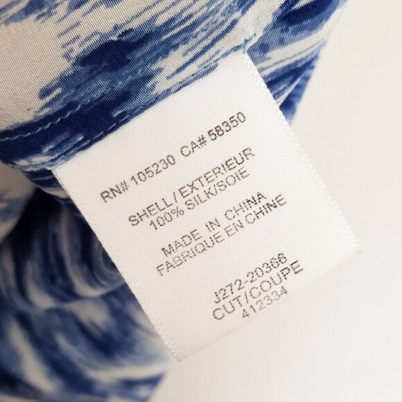 Joie 100% Silk Masha Ikat Tassel Tie Short Sleeve Blouse Top M Blue Coastal $198 - Picture 5 of 12